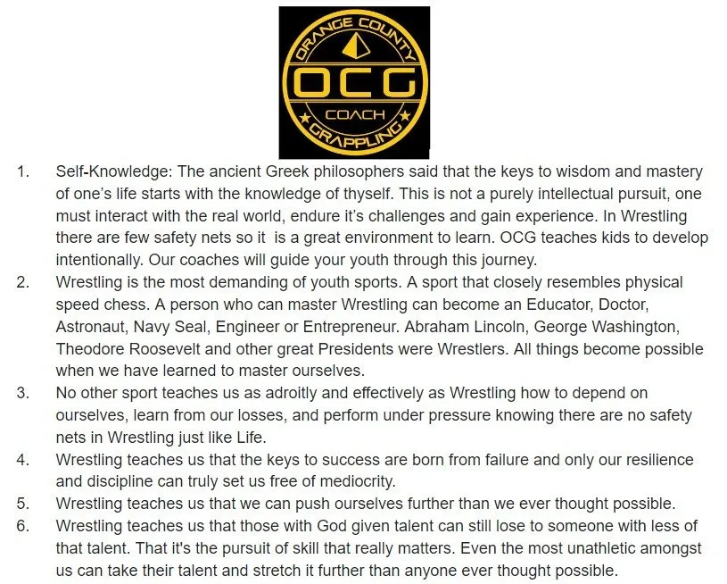 Orange County Grappling (“OCG”) facility image