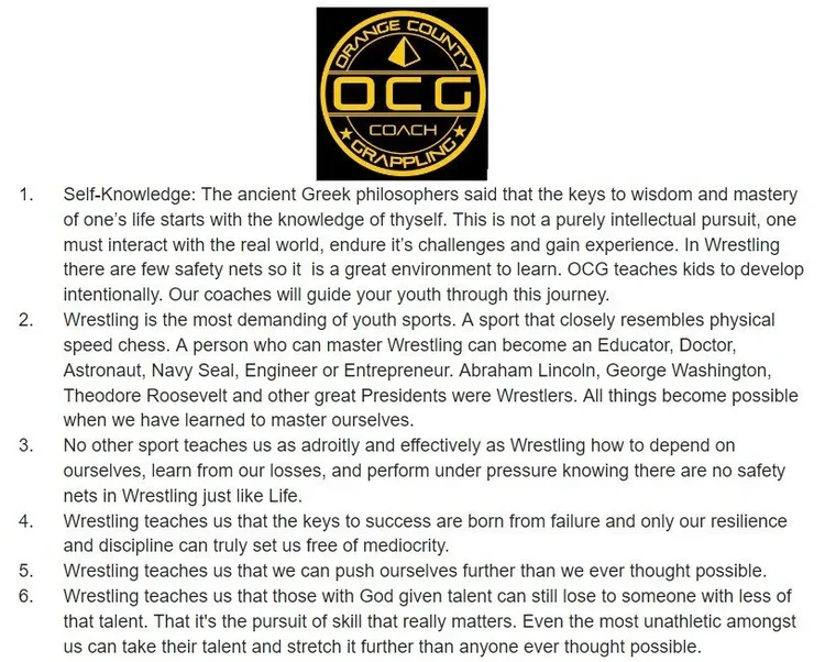 Orange County Grappling (“OCG”) facility image